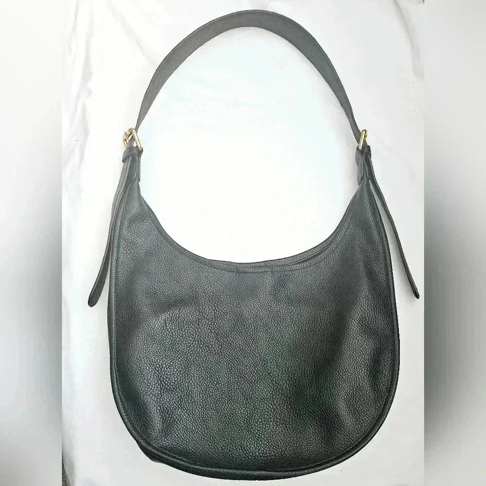 Antik Kraft 100% Vegan Pebbled Leather Black Hobo Purse Bag Brass Hardware.